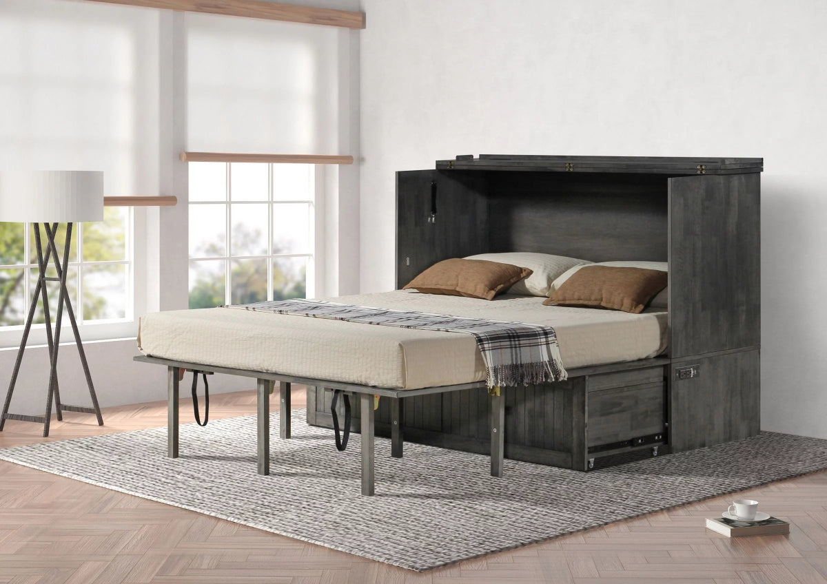 Queen Murphy Cabinet Bed with Charging Station E553155