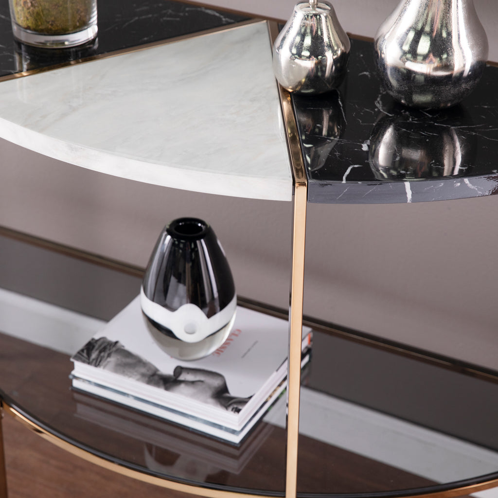 Half Moon Faux Marble Console Table K41532