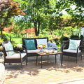4 Pc Patio Rattan Furniture Set with Cushions K870519