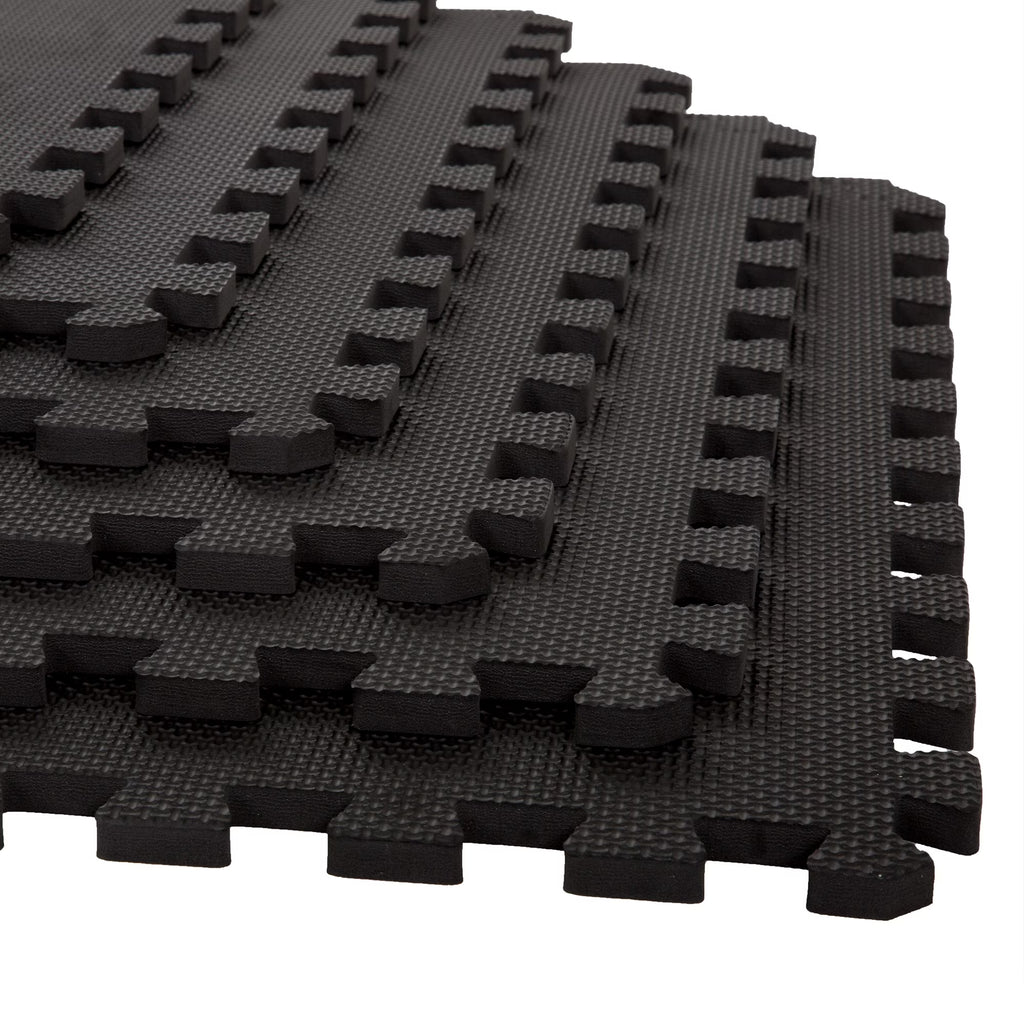 Interlocking EVA Foam Floor Tiles, Set of 6, Black P88851