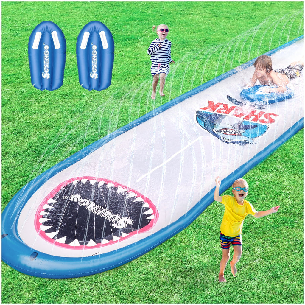 Inflatable Lawn Water Slide with 2 Bodyboards, 15.7x4.3ft N22388