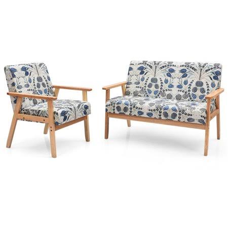 Blue Floral Sofa Set with Loveseat and Accent Armchair C7639