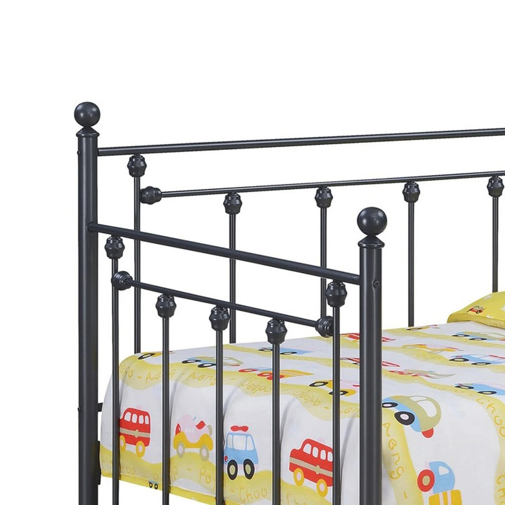 83 Inch Modern Daybed with Pull Out Trundle Black Steel Metal Frame V139693