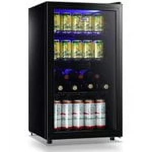 100 Can Capacity Compact Beverage Refrigerator with Glass Door G4284
