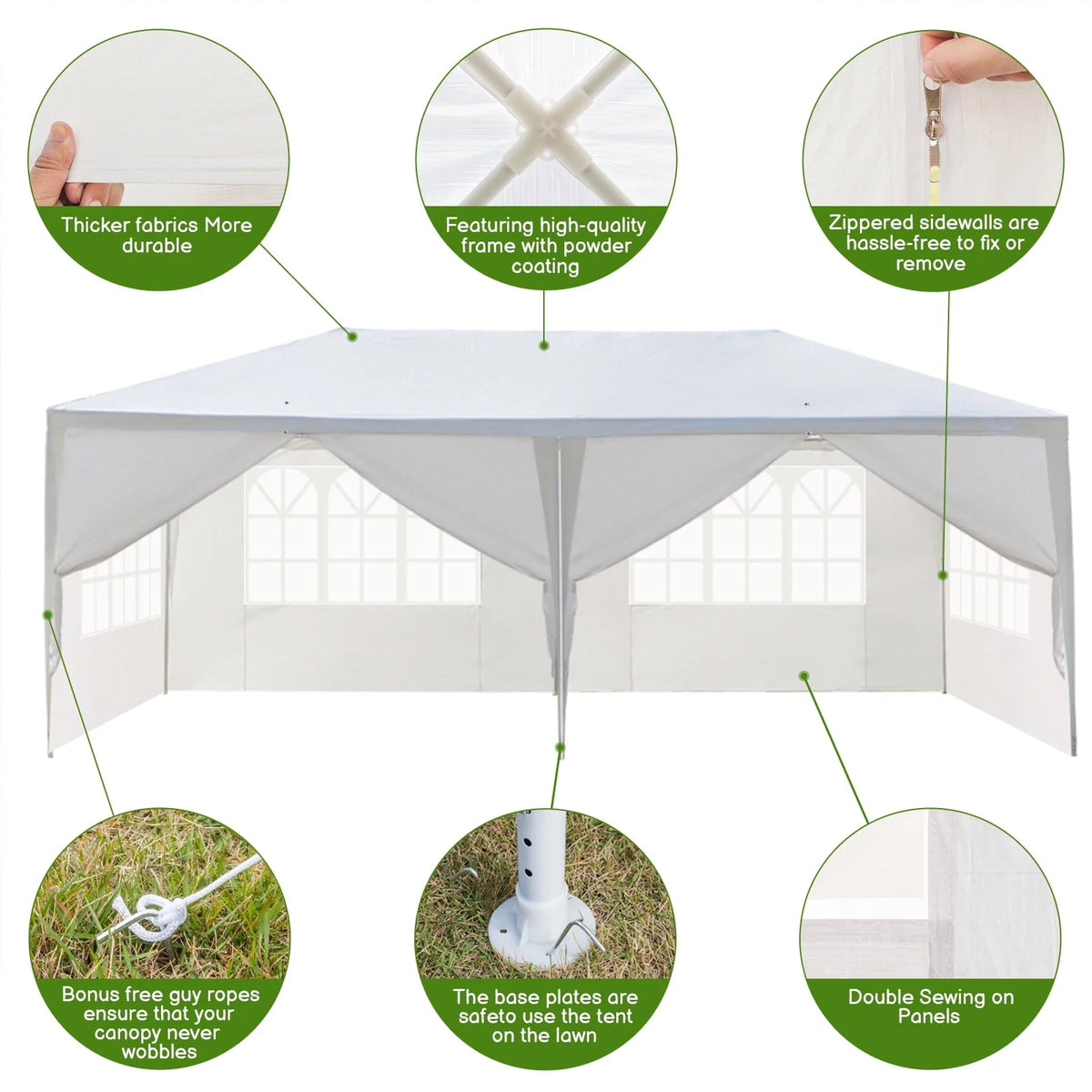 10'x 20' White Party Tent with Sides M5673