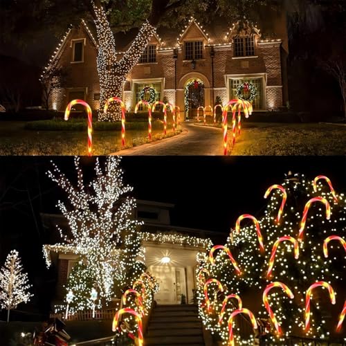 24 Pack Solar Candy Cane Lights Outdoor Waterproof with 8 Modes H901676