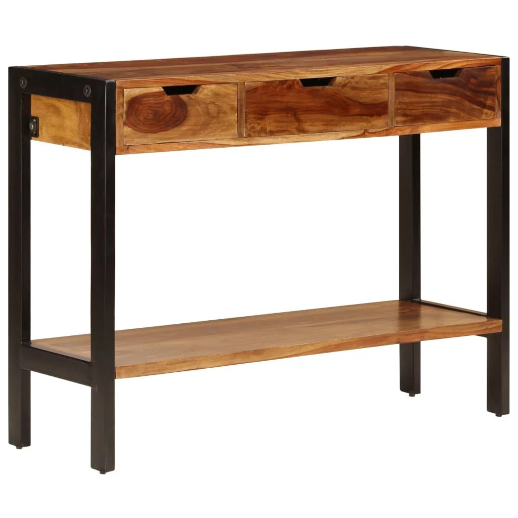 Solid Sheesham Wood Sideboard with 3 Drawers B4317