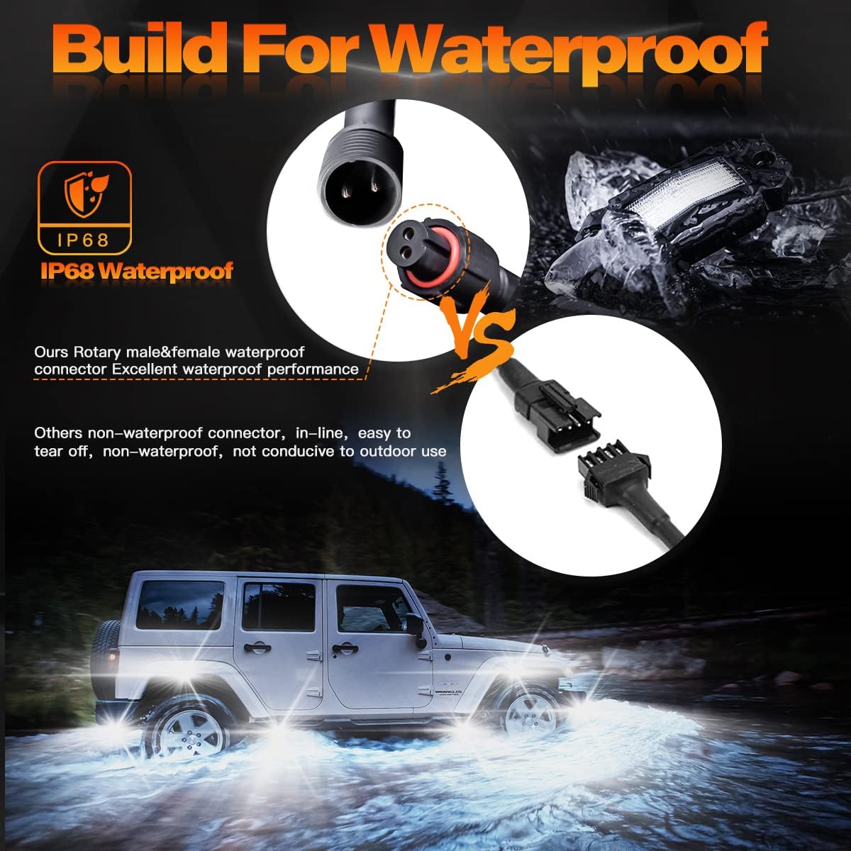 4Pods LED Rock Lights White with 23FT Harness Switch Fuse kit R565