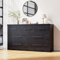 Black 7 Drawer Wood Dresser with Metal Handles I7655