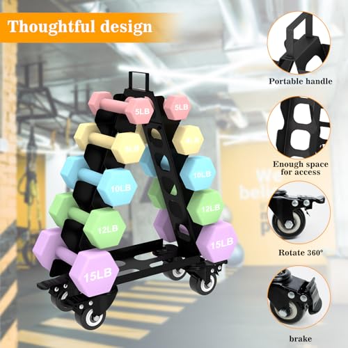 5 Tier Dumbbell Rack with Wheels Q744196
