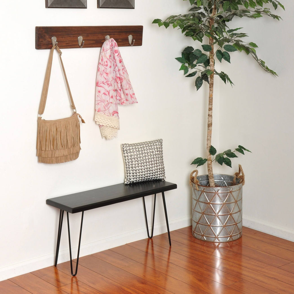 Rustic White Wood Bench I464