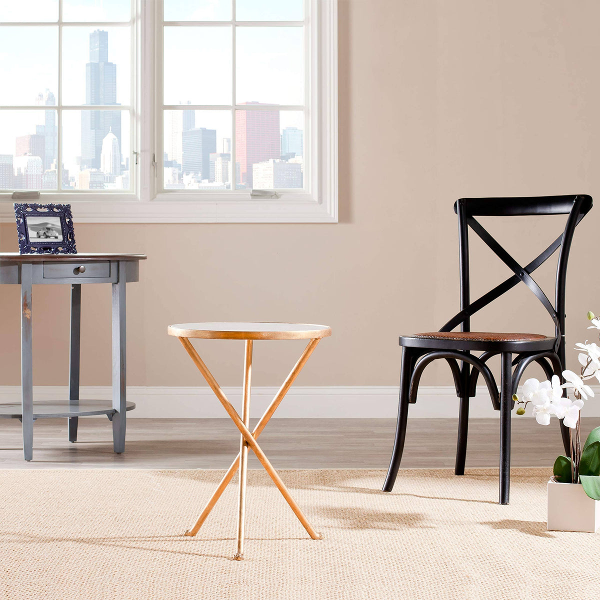 Gold White Accent Table Z91604