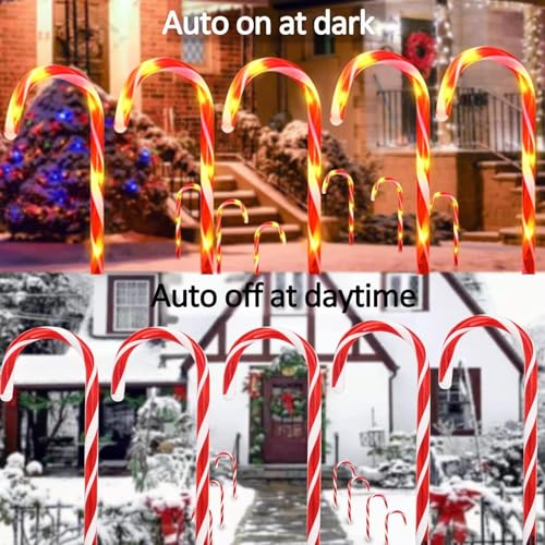 24 Pack Solar Candy Cane Lights Outdoor Waterproof with 8 Modes H901676
