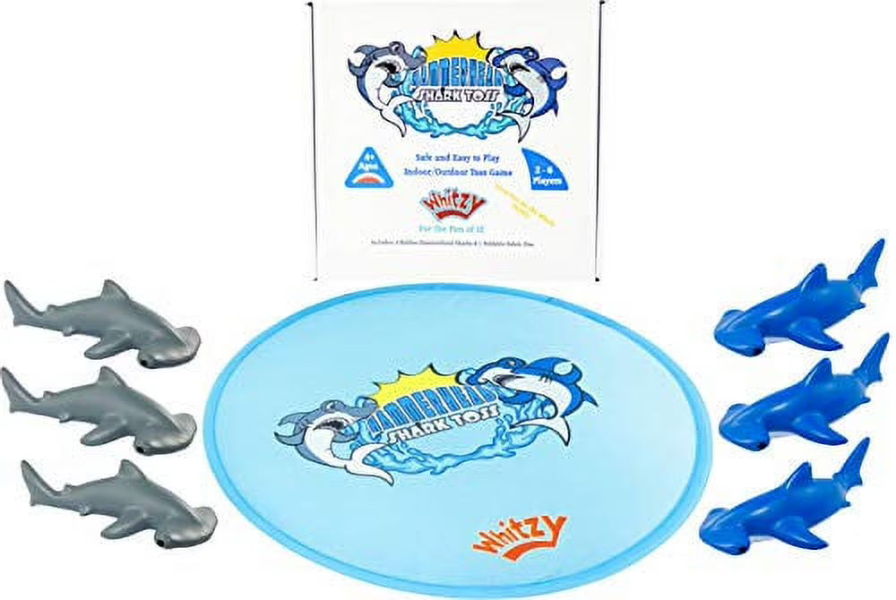 Hammerhead Shark Toss Game Set of 6 Foam Rubber Sharks with 1 Target Ring C9579