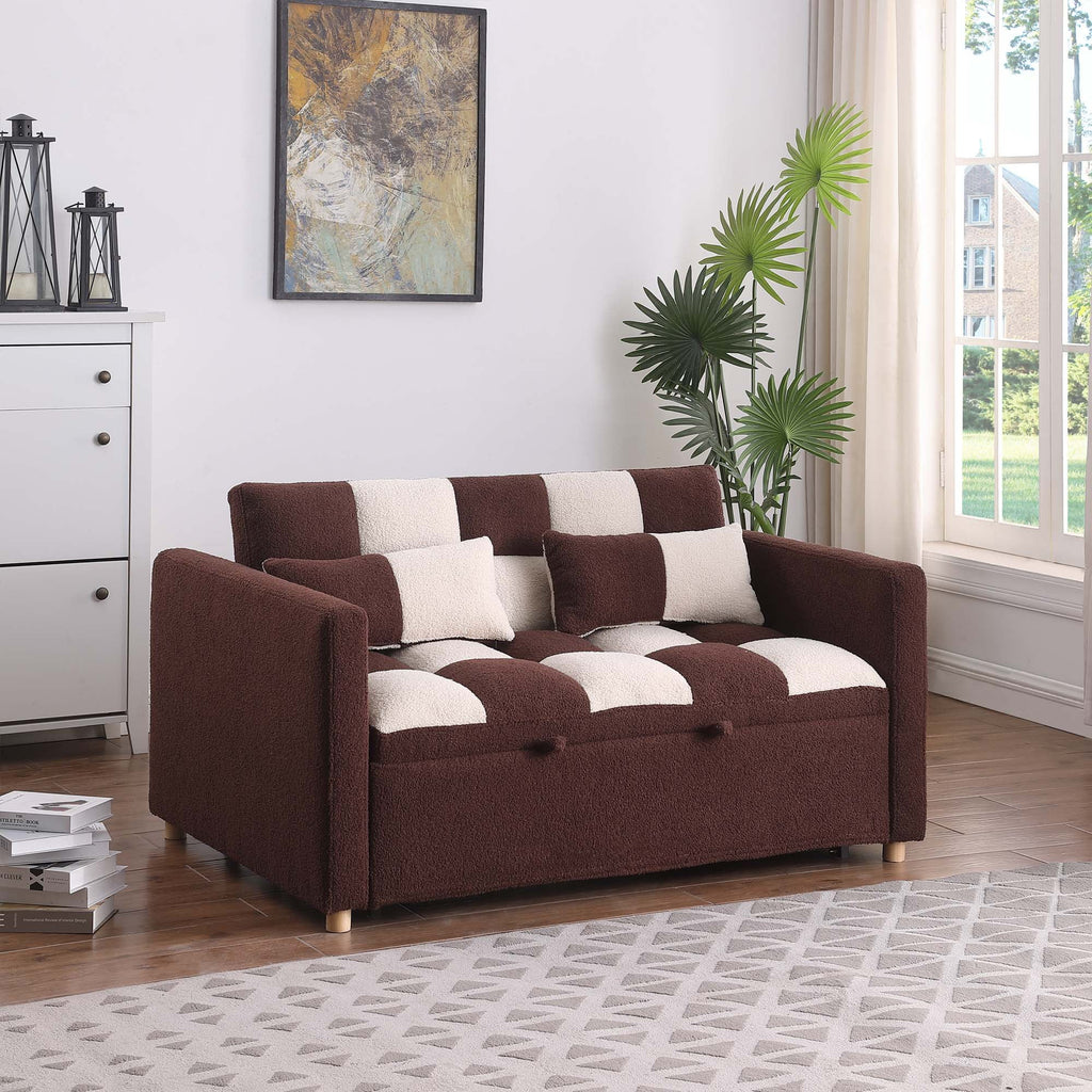 3 in 1 Pull Sleeper Sofa Bed Convertible Futon Couch with 2 Pillows Z636