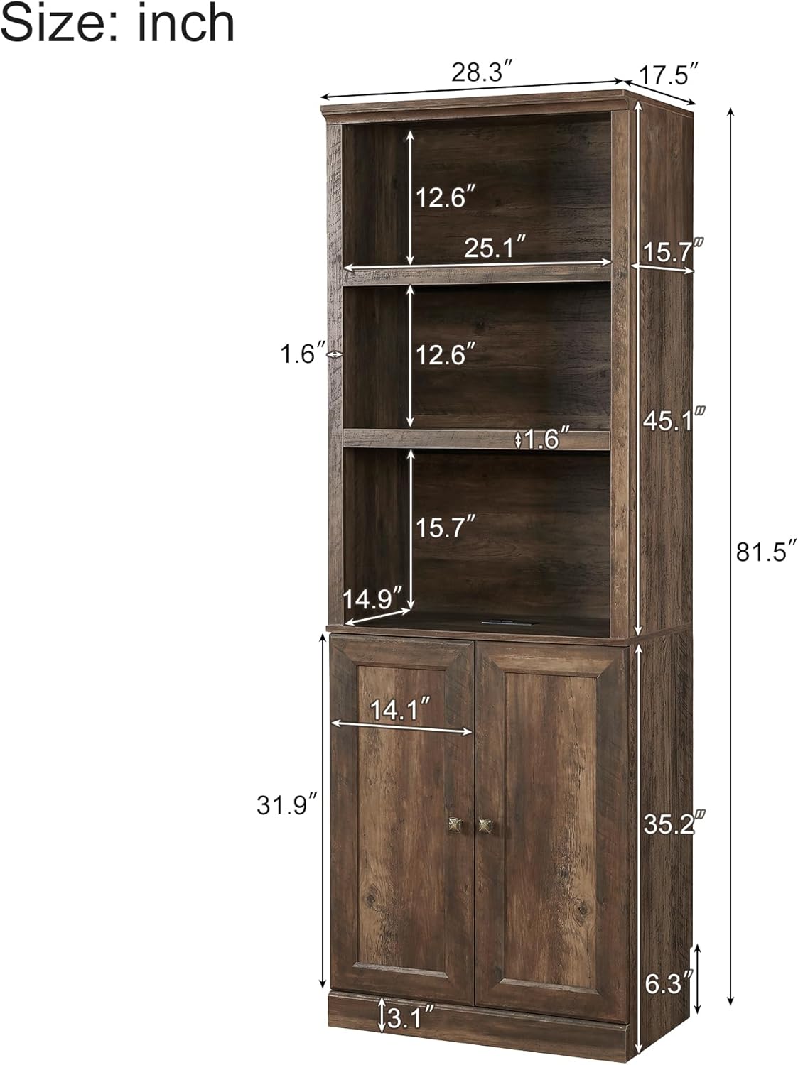 Full Size Brown Wood Murphy Bed with 2 Side Cabinet M194980