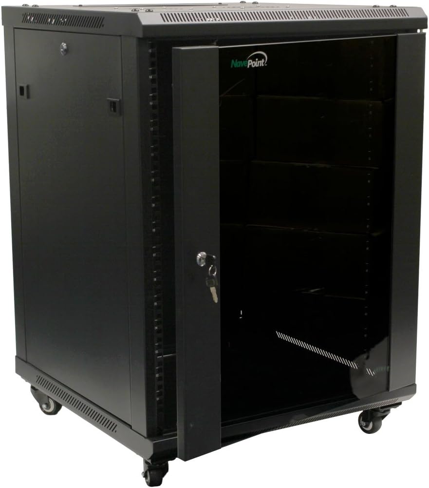 15U Wall Mount Server Cabinet 24-inch Depth Glass Door R674831