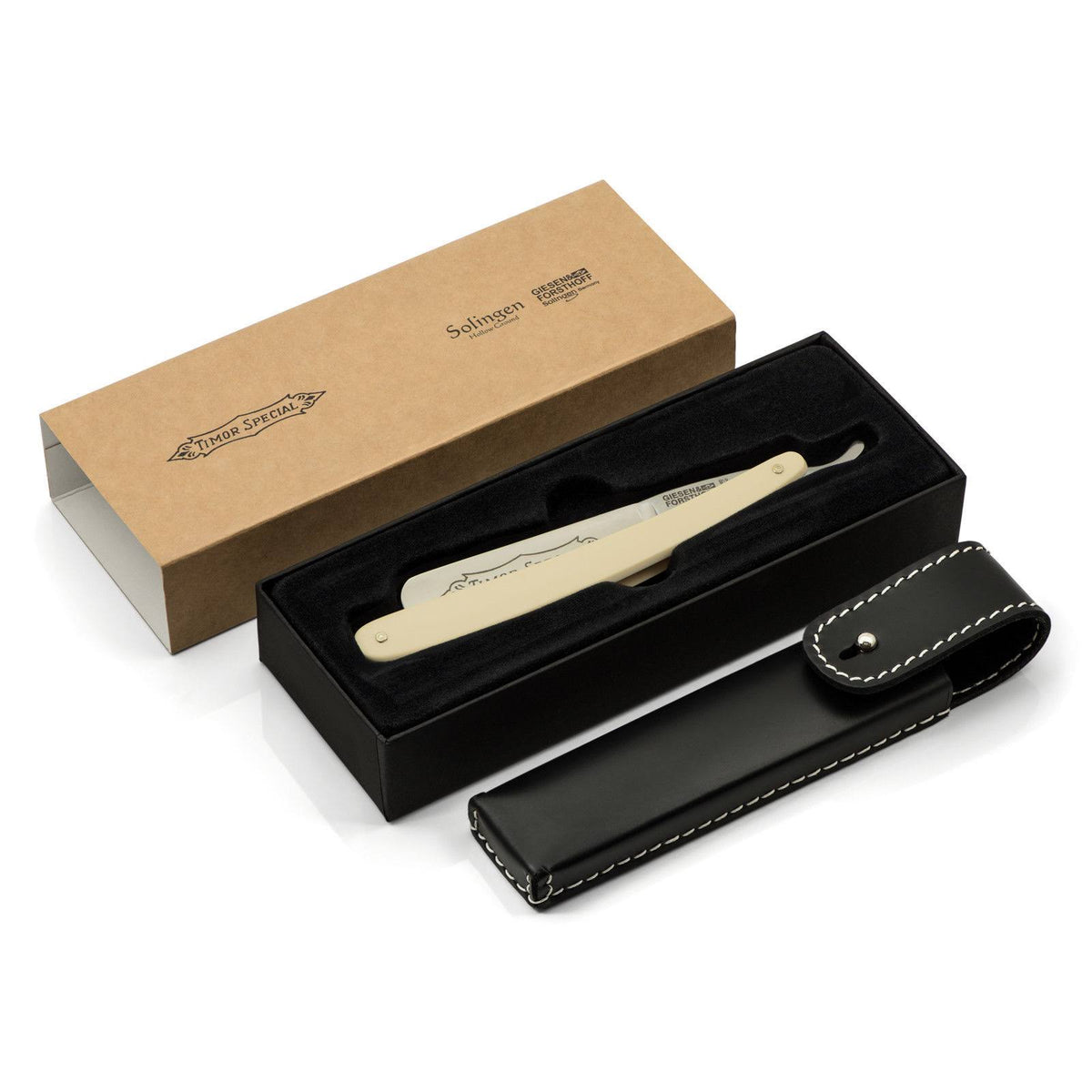 Carbon Steel Straight Razor with Ivory Plastic Handle A882124