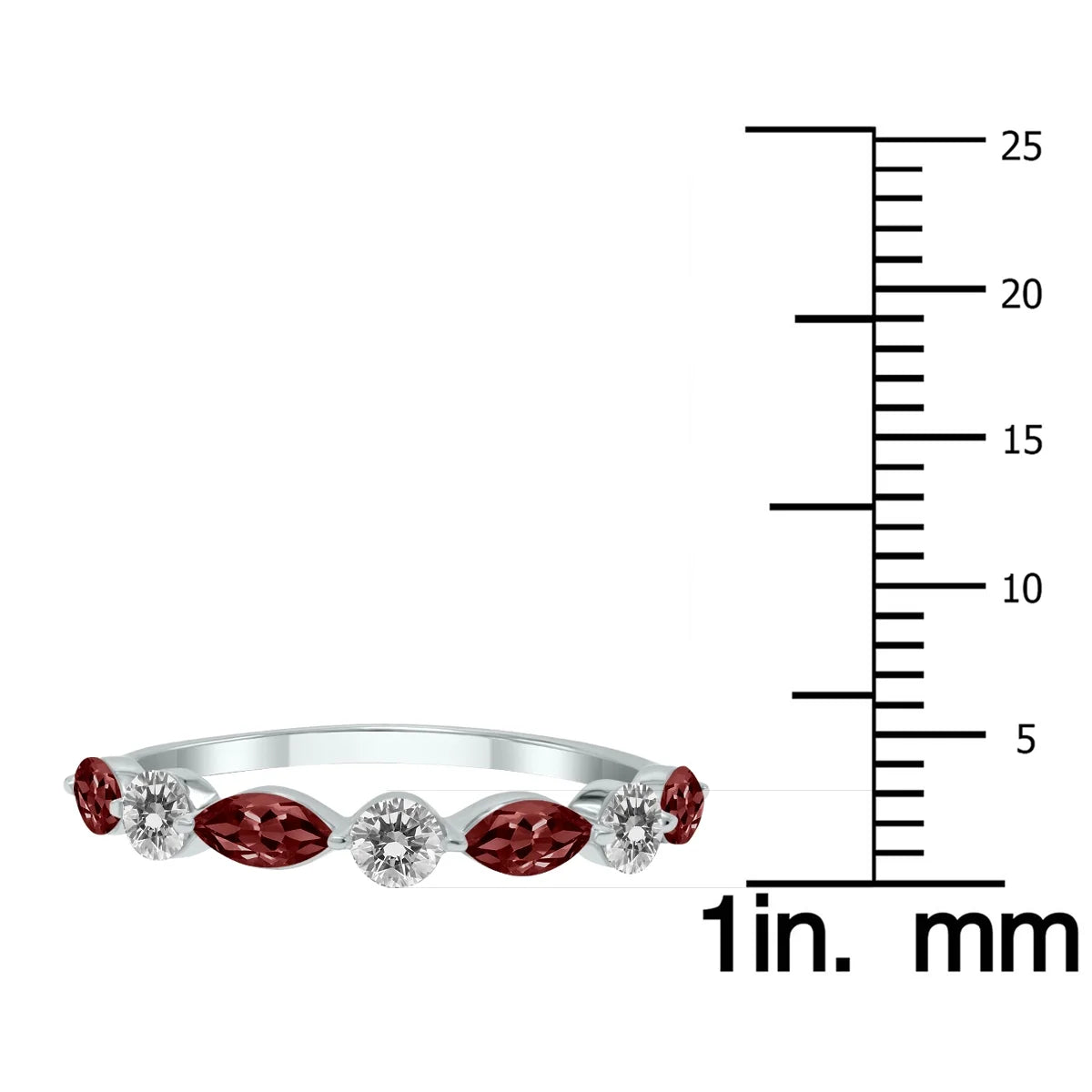 10K White Gold Marquise Garnet and Diamond Wedding Band N85162