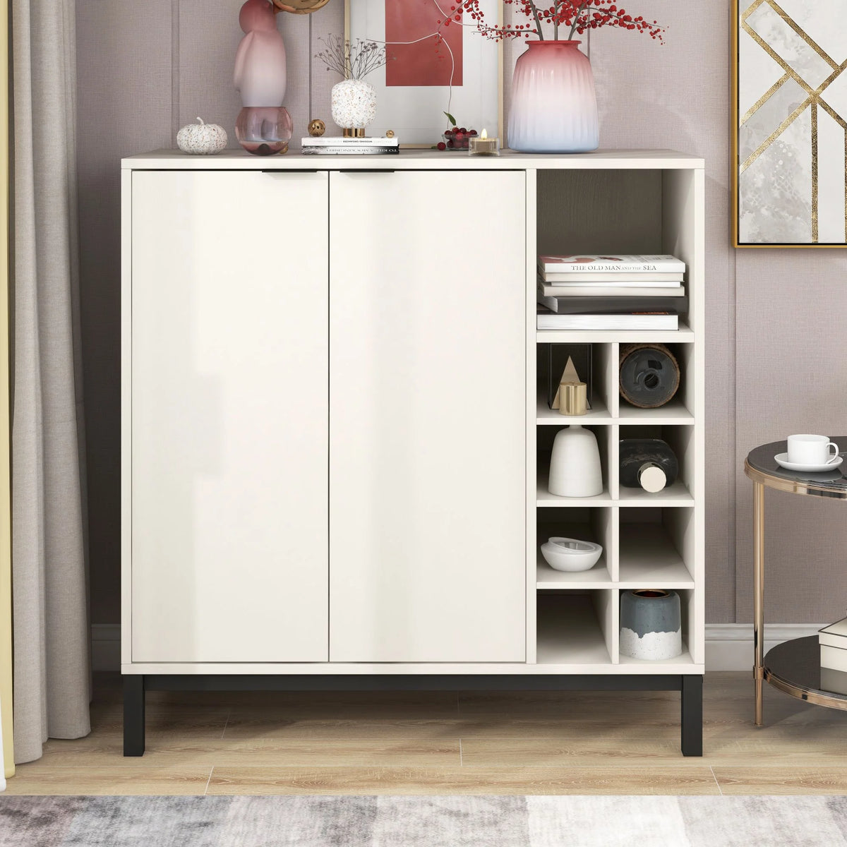 White Sideboard Buffet Cabinet with Storage G9272