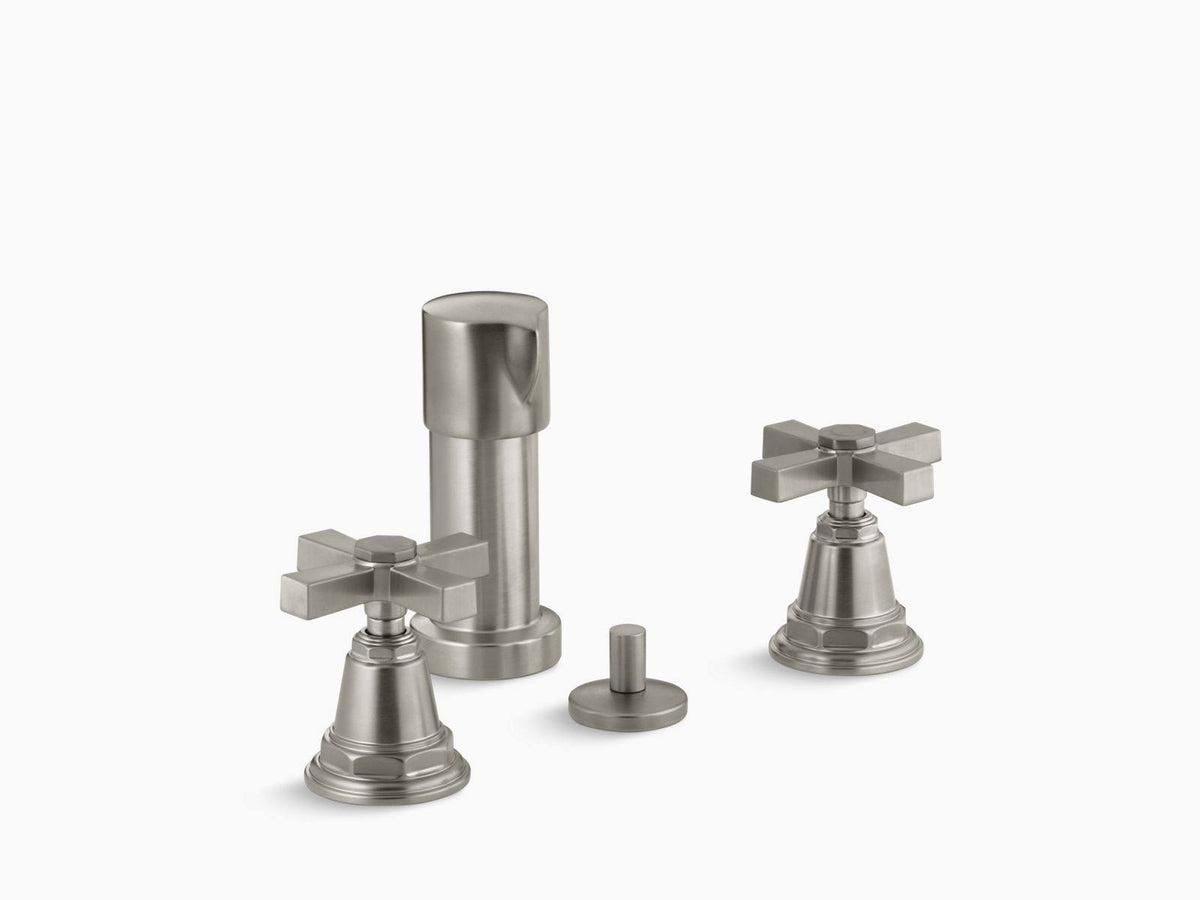 Vibrant Brushed Nickel Vertical Spray Bidet Faucet with Cross Handles Y2414