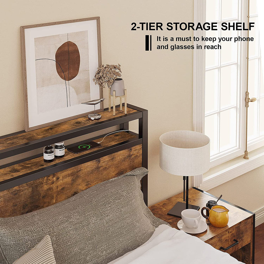 Queen Bed Frame with Industrial Headboard I7059