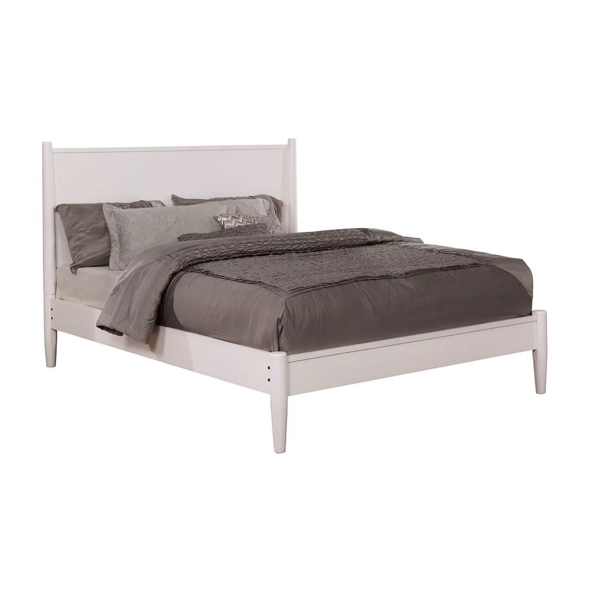 White Solid Wood King Platform Bed T19493