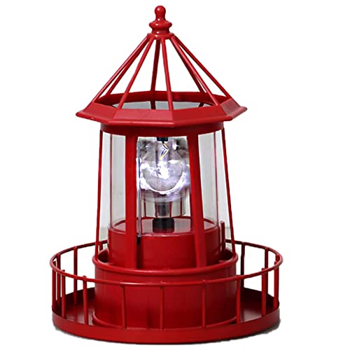 Solar Powered Lighthouse 360 Degree Rotating Waterproof Garden Statue Lights F448