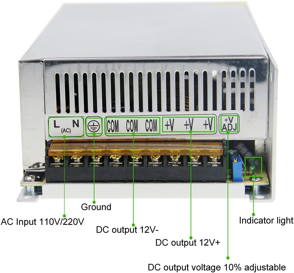 12V 40A 480W Switch Mode Power Supply LED Driver AC 110V / 220V to DC 12 Volt Converter Pack of 2 K902610