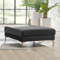 Black Velvet Ottoman with Brass Leg Y67318