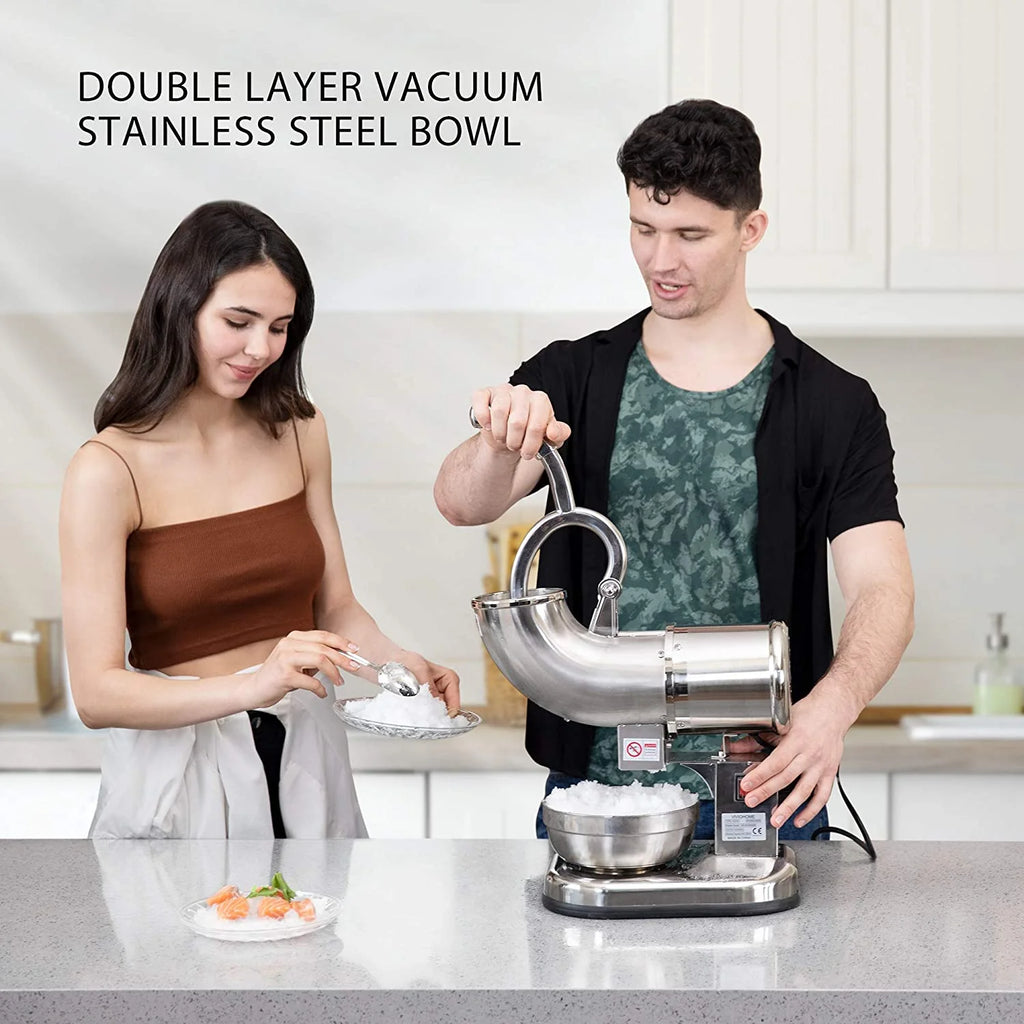 Silver Electric Dual Blades Ice Crusher Snow Cone Maker Machine 440lbs/hr K181