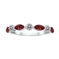 10K White Gold Marquise Garnet and Diamond Wedding Band N85162