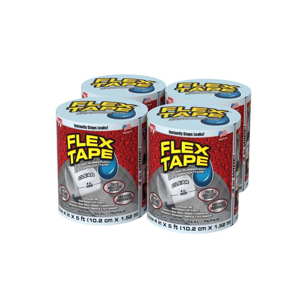 Clear Waterproof Rubberized Duct Tape 4-in x 5-ft 4-Pack N766697