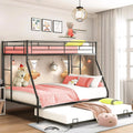 Black Metal Twin Over Twin Bunk Bed with Trundle D59553
