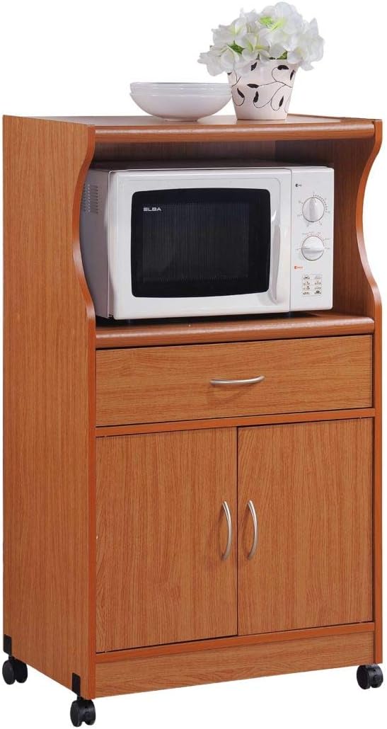 White Microwave Cart with One Drawer C186