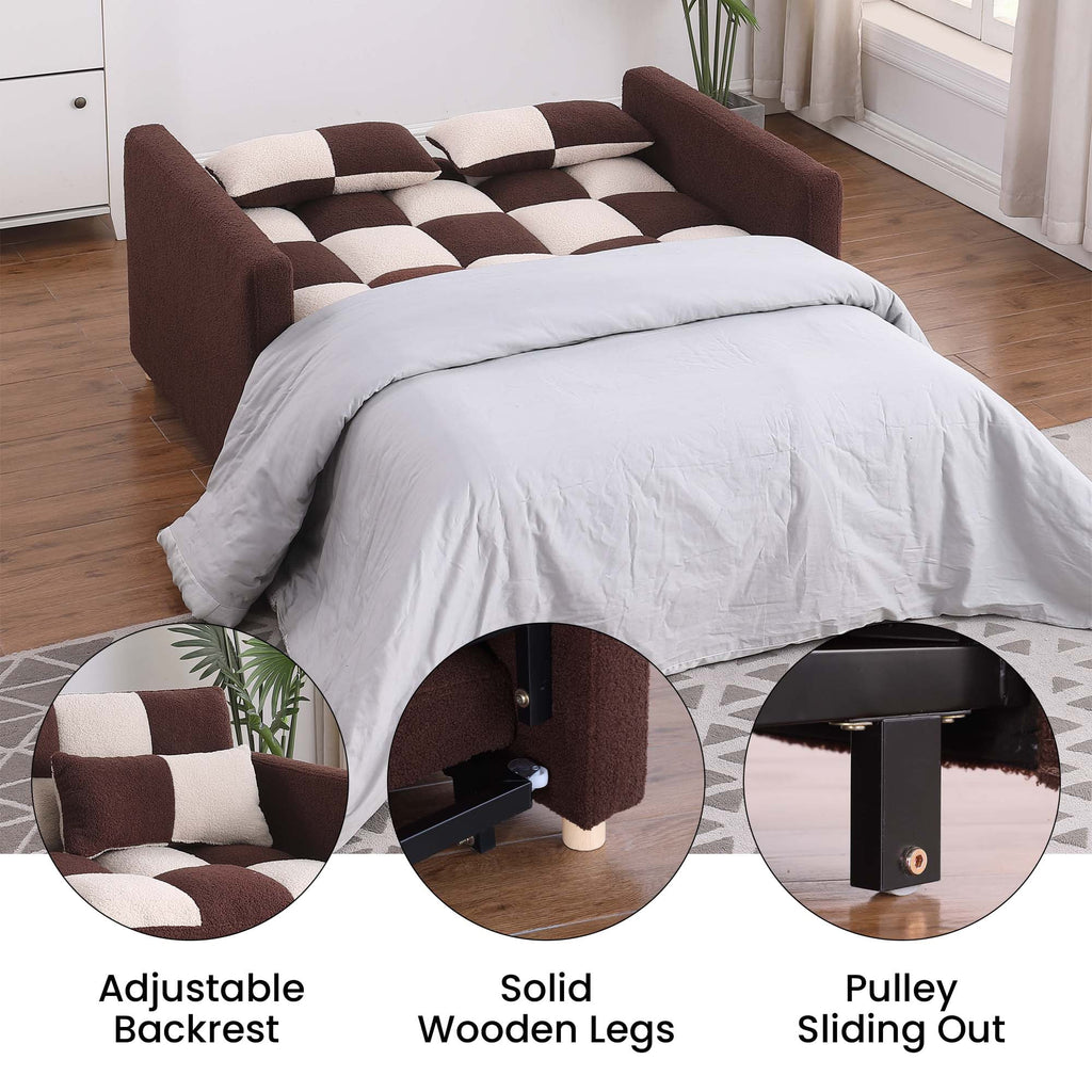 3 in 1 Pull Sleeper Sofa Bed Convertible Futon Couch with 2 Pillows Z636