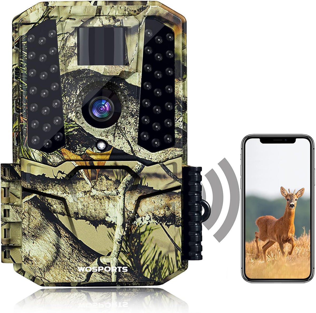 WiFi Trail Camera, 30MP 1440P Game Camera, 0.3s Trigger Speed, Night Vision, 120° Waterproof Z1923