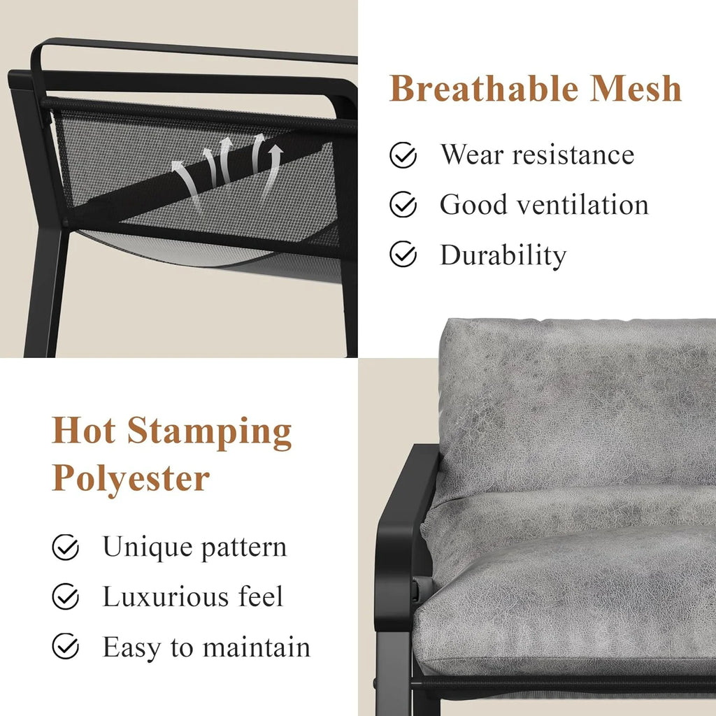 Gray Upholstered Accent Arm Chair with Metal Frame P2259