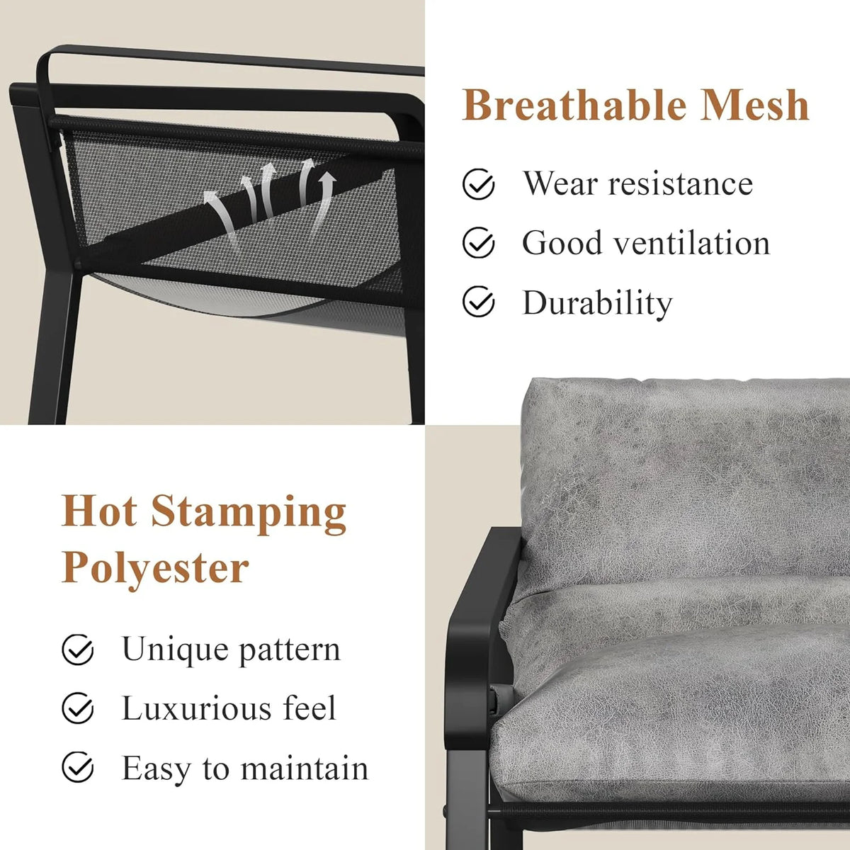 Gray Upholstered Accent Arm Chair with Metal Frame P2259