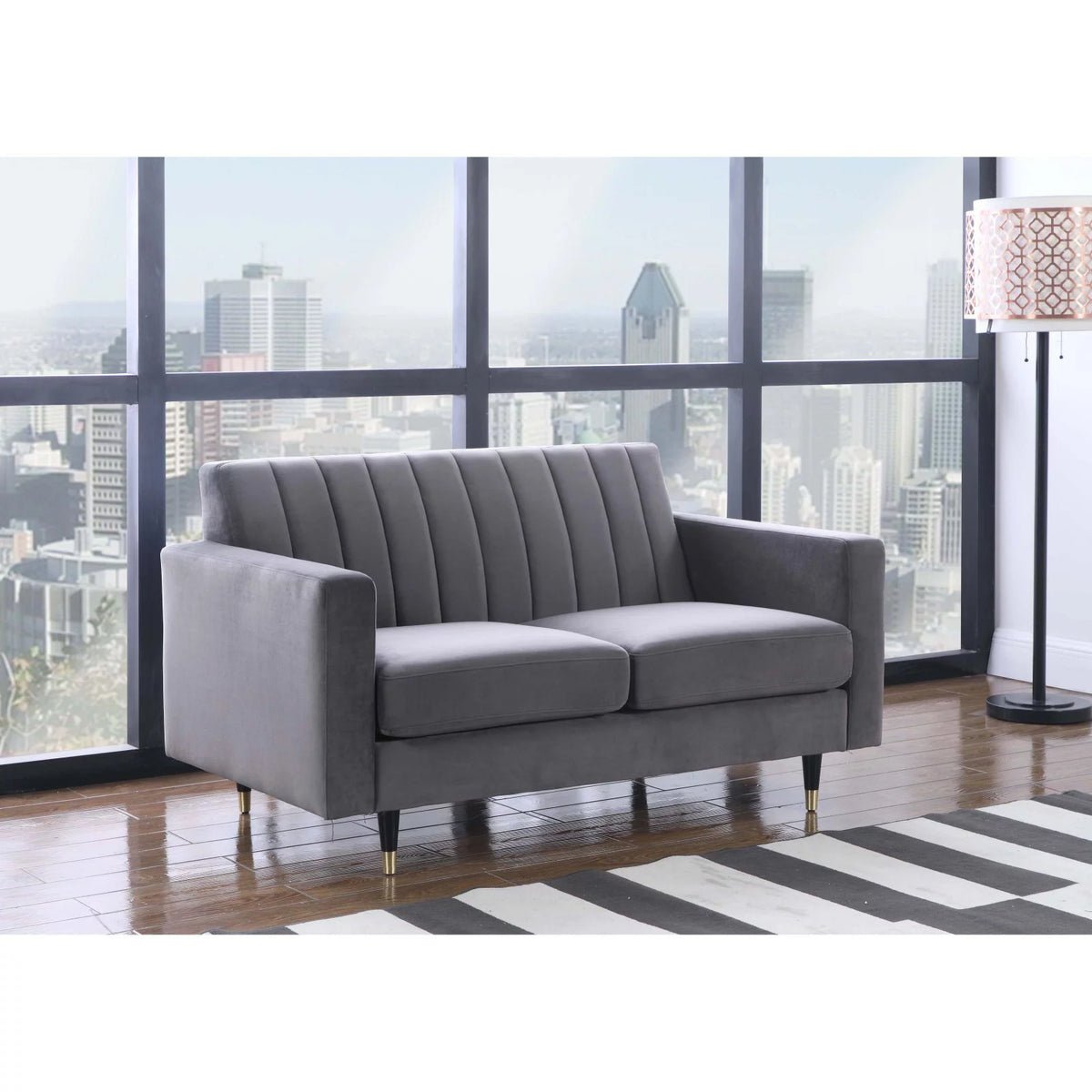 Gray Velvet Loveseat W60274