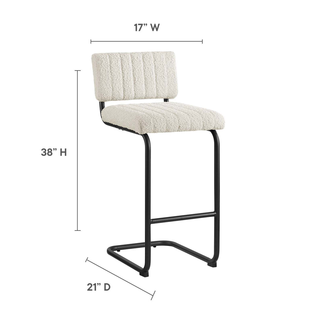Black Ivory Boucle Counter Stools Set of 2 K1623
