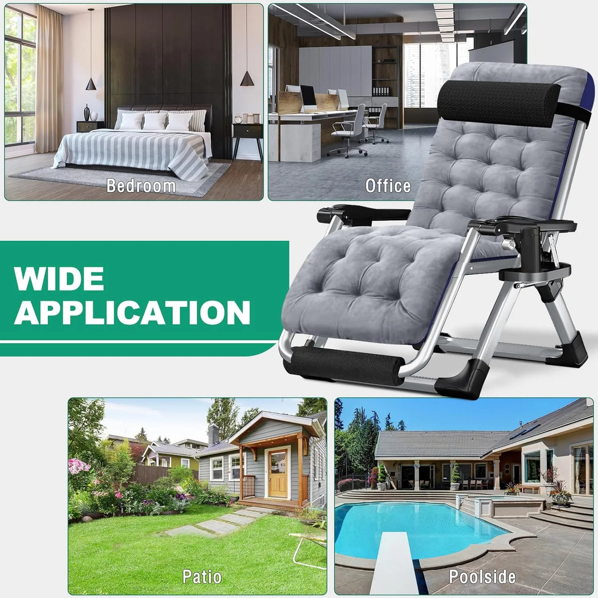 XL Zero Gravity Folding Reclining Lounge Chair with Cushion & Tray X284