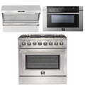 36 Inch Dual Fuel Range, Wall Mount Range Hood, Microwave Drawer L43503