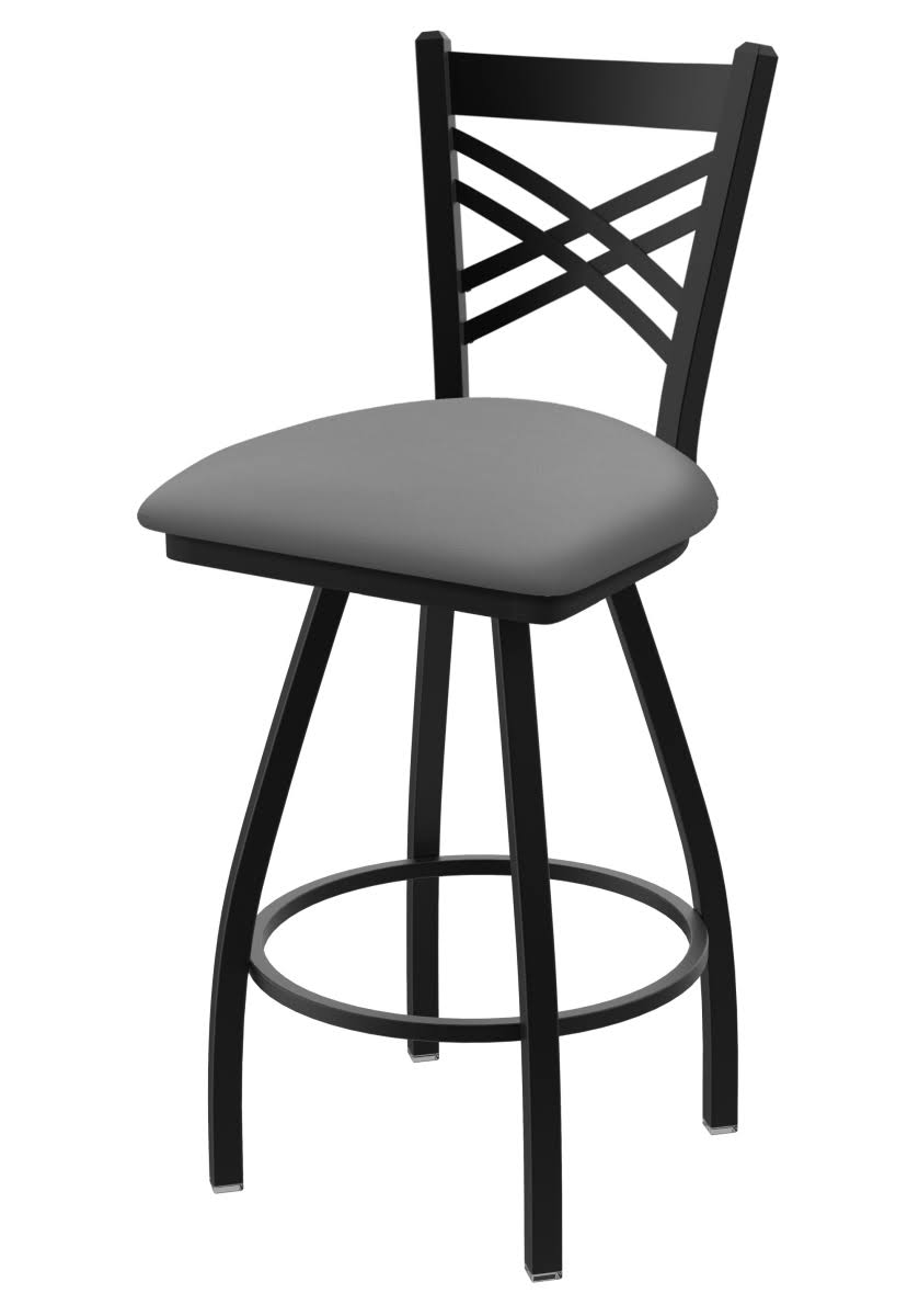 25x22 Swivel Counter Stool with Black Wrinkle Finish and Grey Seat T4042