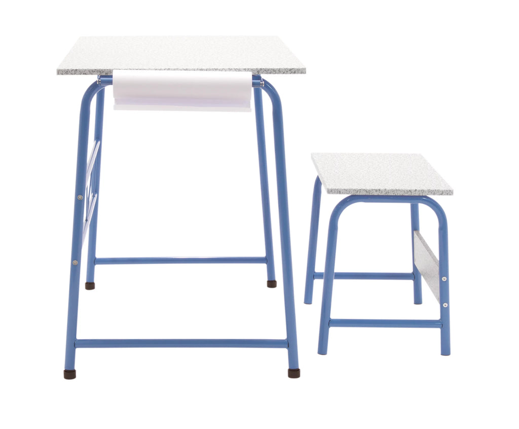Blue Metal Art Desk and Bench W696