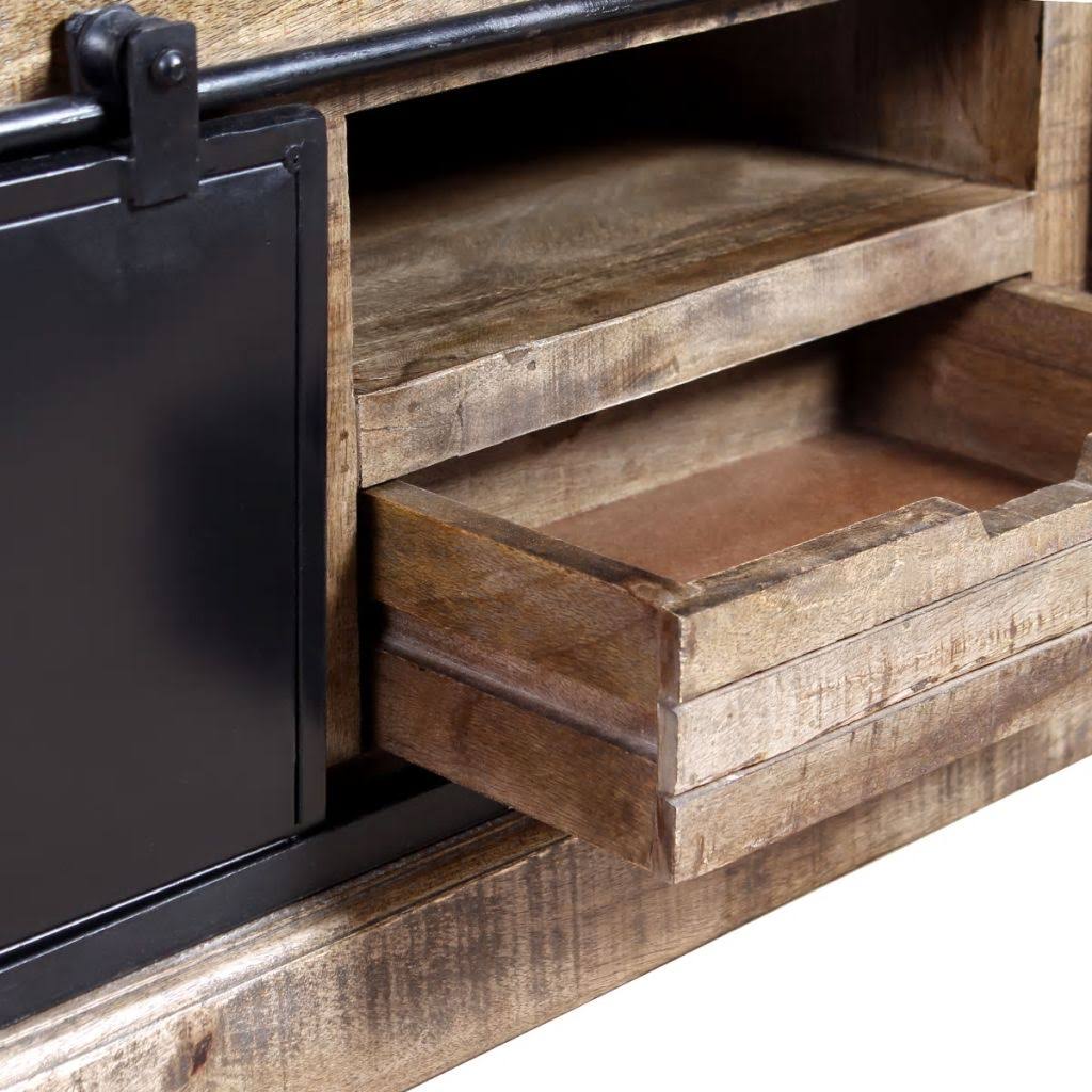 TV Cabinet with 2 Sliding Doors Solid Mango Wood F8414