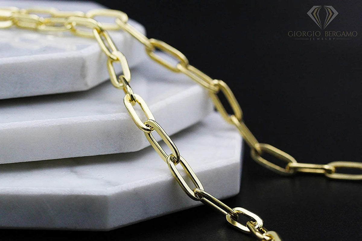 925 Sterling Silver Yellow Gold Plated Cable Link Necklace Z63092