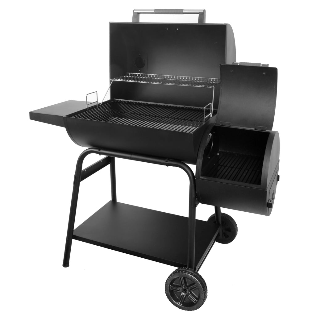 28 Offset Steel Charcoal Smoker Grill with Side Firebox, Black H6494