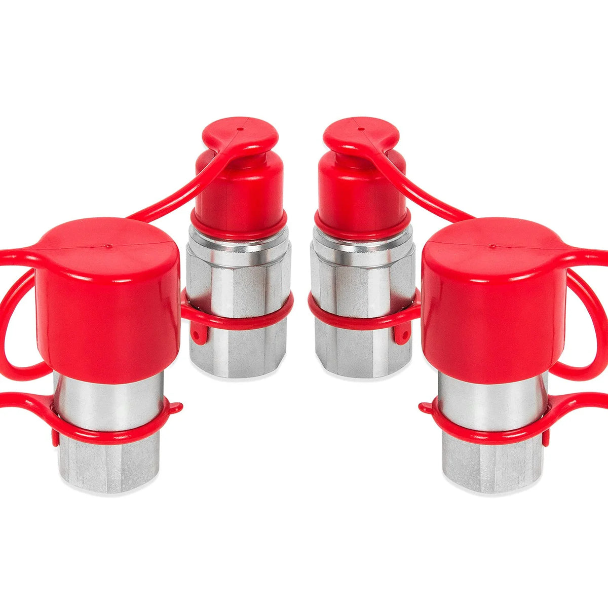 1/2" NPT Flat Face Hydraulic Quick Connect Couplers Set with Dust Caps D53632