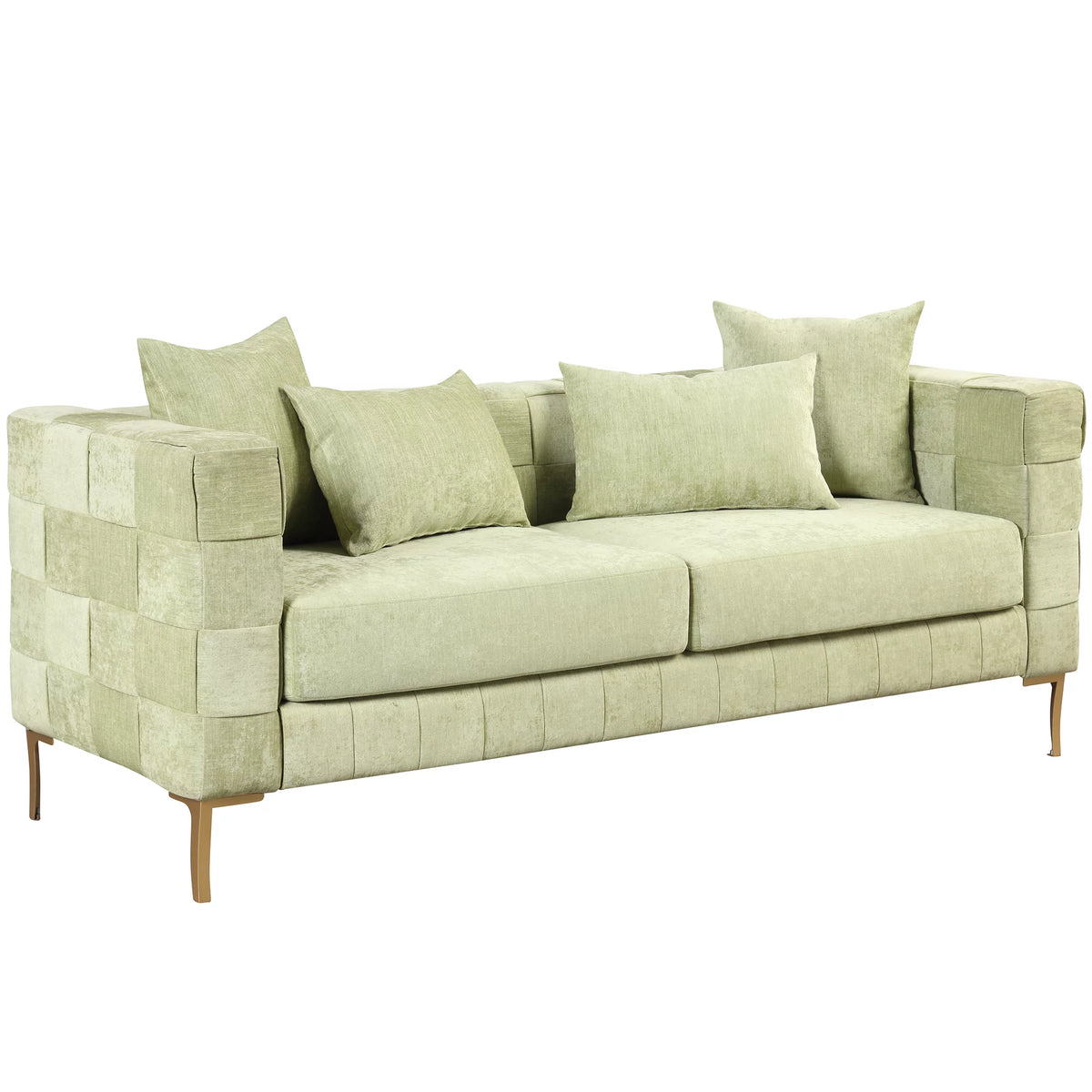 Green Chenille Upholstered 3-Seat Sofa Couch P470913